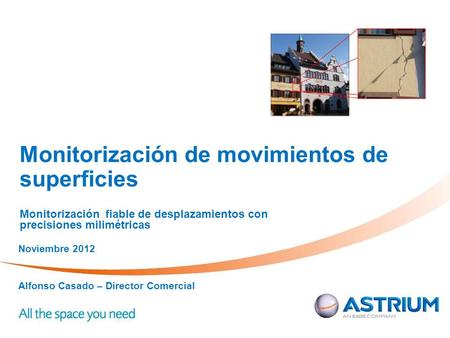Monitorización de movimientos de superficies Noviembre 2012 Alfonso Casado – Director Comercial Monitorización fiable de desplazamientos con precisiones.