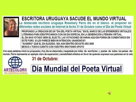 PUBLICACIONES ...“HIMNO AL POETA VIRTUAL” Letra: Manuel Mora Robles--Costa Rica Música:……………………
