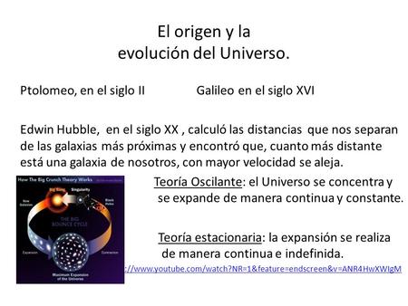 El origen y la evolución del Universo.