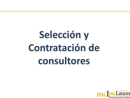 Selección y Contratación de consultores