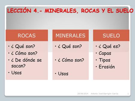 LECCIÓN 4.- MINERALES, ROCAS Y EL SUELO