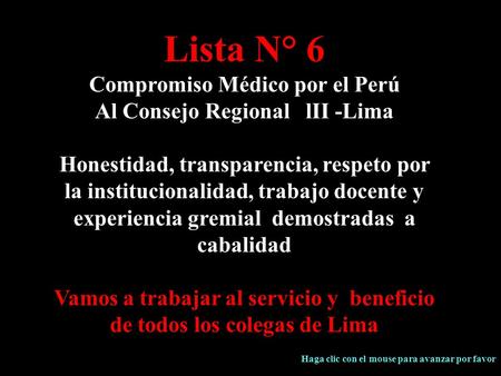 Lista N° 6 Compromiso Médico por el Perú Al Consejo Regional lII -Lima