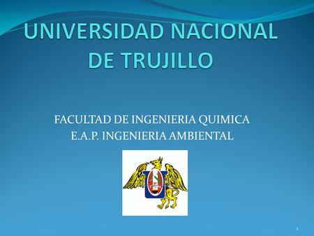 FACULTAD DE INGENIERIA QUIMICA E.A.P. INGENIERIA AMBIENTAL 1.