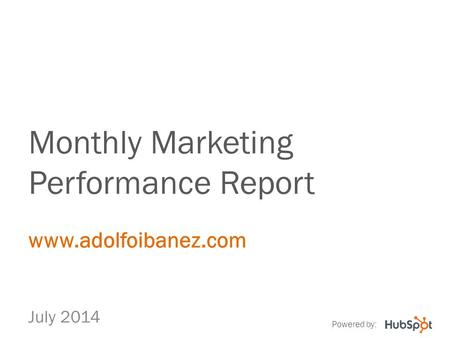 Monthly Marketing Performance Report July 2014 www.adolfoibanez.com Powered by: