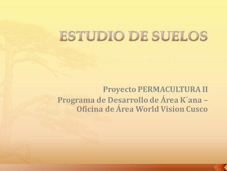 Proyecto PERMACULTURA II Programa de Desarrollo de Área K´ana – Oficina de Área World Vision Cusco.