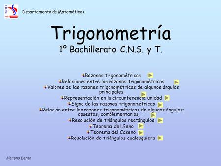 Trigonometría 1º Bachillerato C.N.S. y T.