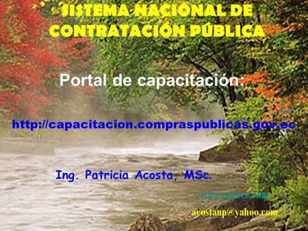 SISTEMA NACIONAL DE CONTRATACIÓN PÚBLICA Ing. Patricia Acosta, MSc.   Portal.
