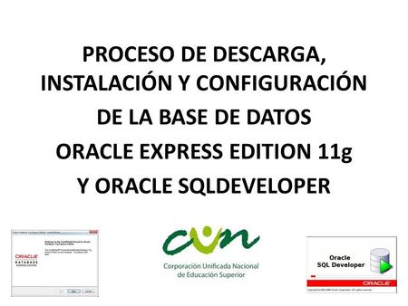 PROCESO DE DESCARGA, INSTALACIÓN Y CONFIGURACIÓN DE LA BASE DE DATOS ORACLE EXPRESS EDITION 11g Y ORACLE SQLDEVELOPER.