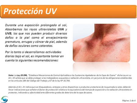 Protección UV Durante una exposición prolongada al sol, Absorbemos los rayos ultravioletas UVA y UVB, los que nos pueden producir diversos daños a la piel.