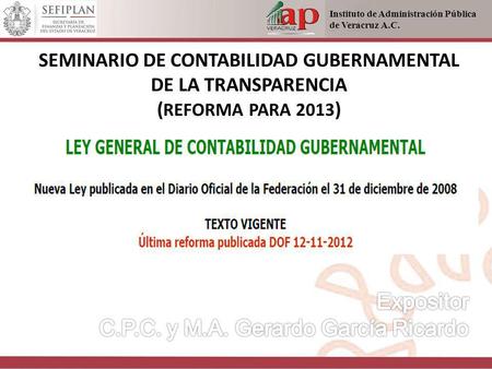 SEMINARIO DE CONTABILIDAD GUBERNAMENTAL DE LA TRANSPARENCIA