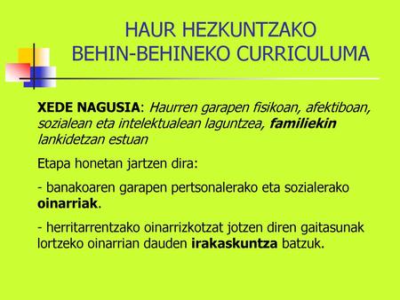 HAUR HEZKUNTZAKO BEHIN-BEHINEKO CURRICULUMA
