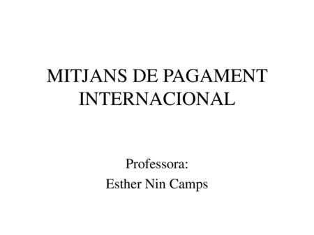 MITJANS DE PAGAMENT INTERNACIONAL