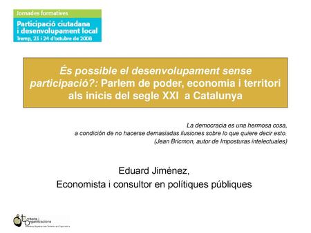 Eduard Jiménez, Economista i consultor en polítiques públiques
