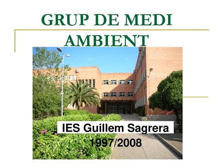 GRUP DE MEDI AMBIENT IES Guillem Sagrera 1997/2008.
