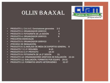 OLLIN BAAXAL PRODUCTO 1: C.A.I.A.C. Conclusiones generales 2-3