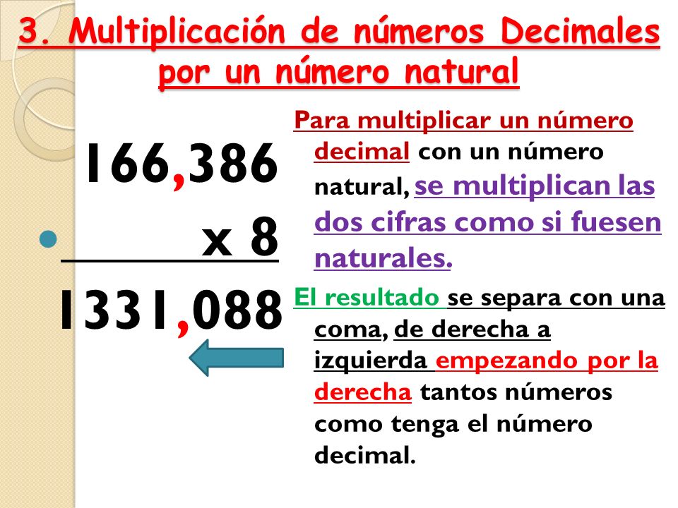 Resultado de imagen de multiplicación de un número natural por uno decimal