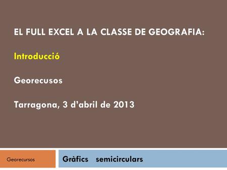 EL FULL EXCEL A LA CLASSE DE GEOGRAFIA: Introducció Georecusos