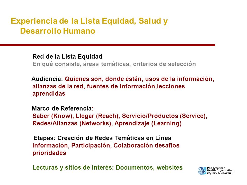 Experiencia de la Lista Equidad, Salud y Desarrollo Humano