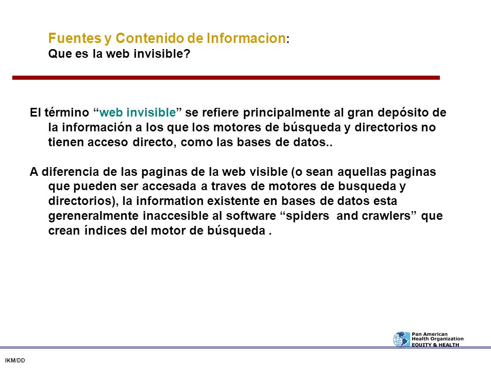 Fuentes y Contenido de Informacion: Que es la web invisible