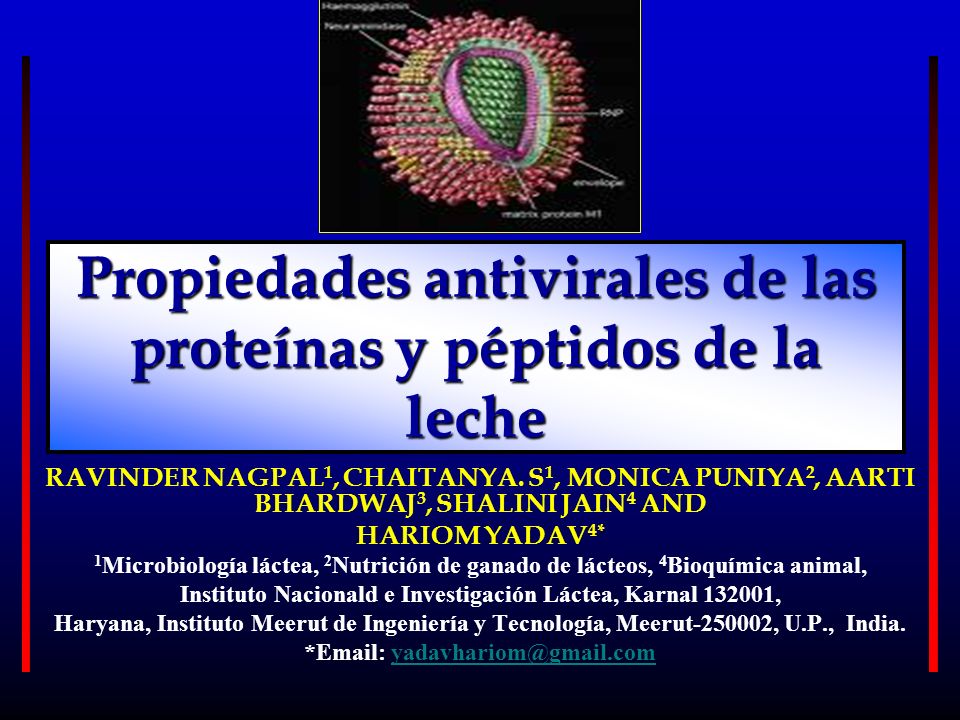 Propiedades antivirales de las proteínas y péptidos de la leche