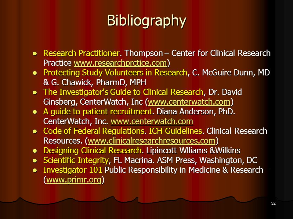 Bibliography Research Practitioner. Thompson – Center for Clinical Research Practice