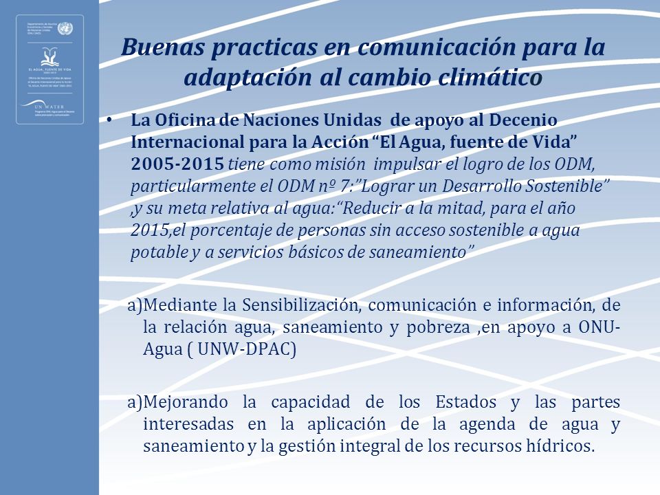 Buenas practicas en comunicación para la adaptación al cambio climático