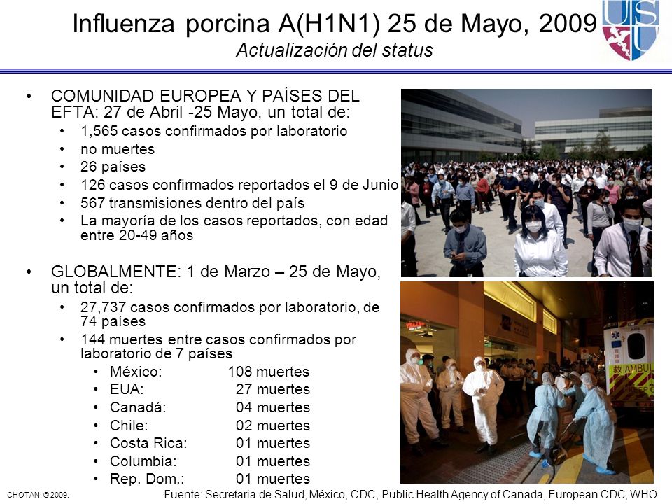 Influenza porcina A(H1N1) 25 de Mayo, 2009 Actualización del status