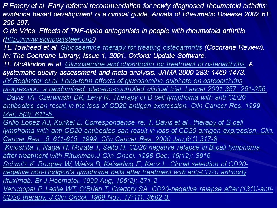 P Emery et al. Early referral recommendation for newly diagnosed rheumatoid arthritis: evidence based development of a clinical guide. Annals of Rheumatic Disease :