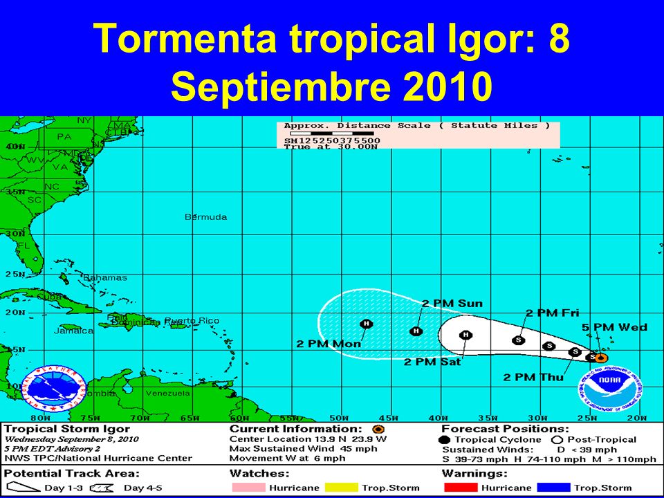 Tormenta tropical Igor: 8 Septiembre 2010