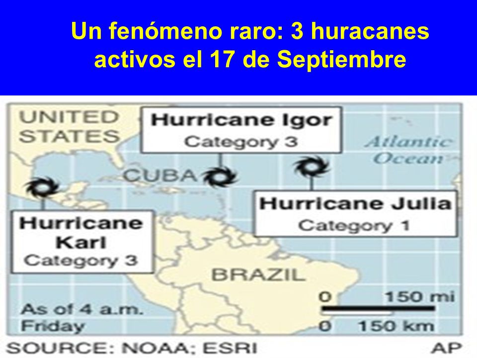 Un fenómeno raro: 3 huracanes activos el 17 de Septiembre