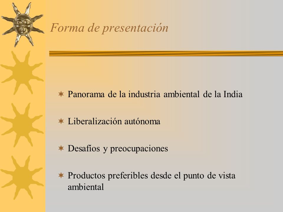 Forma de presentación Panorama de la industria ambiental de la India