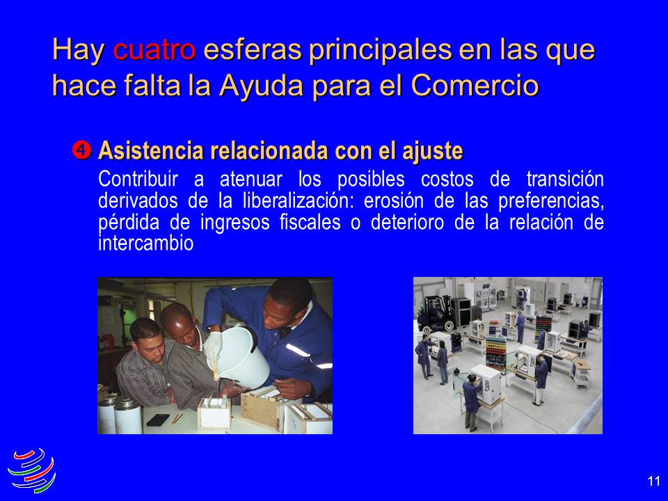 Hay cuatro esferas principales en las que hace falta la Ayuda para el Comercio