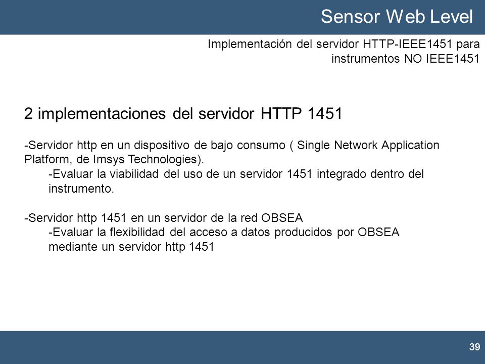 Sensor Web Level 2 implementaciones del servidor HTTP 1451