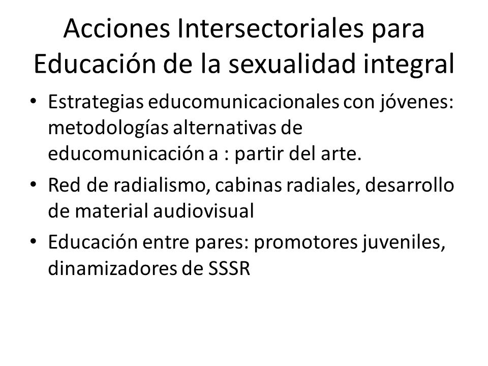 Acciones Intersectoriales para Educación de la sexualidad integral