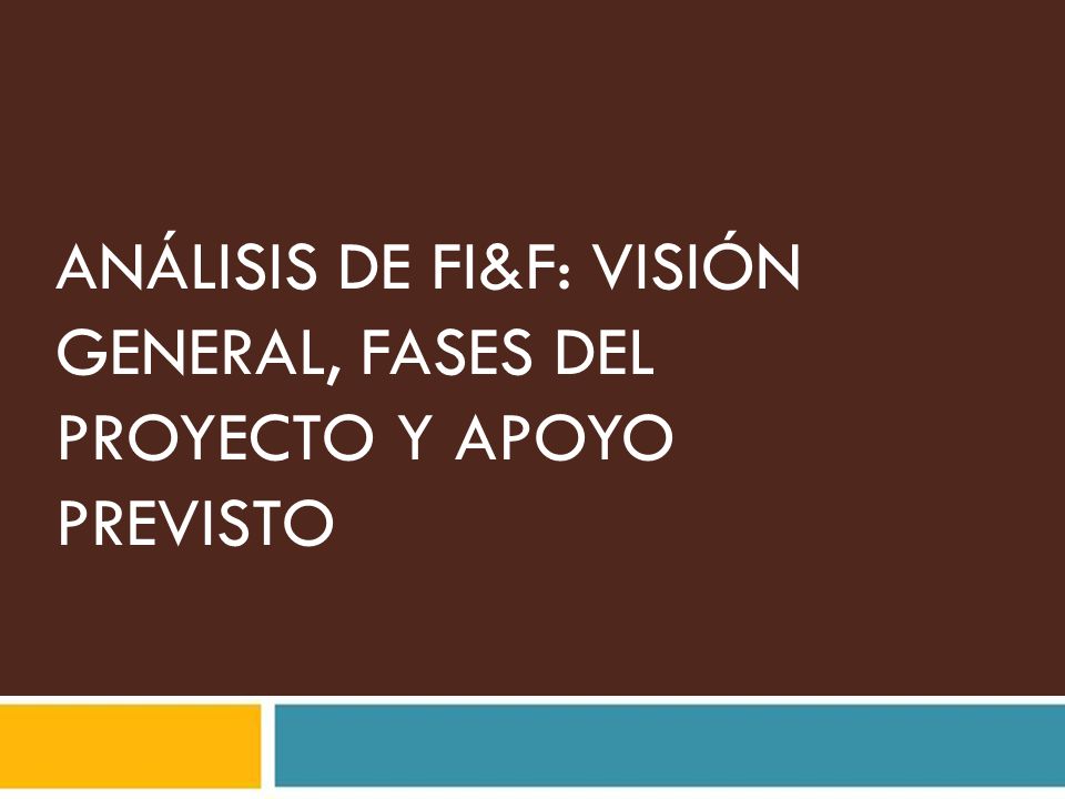 ANÁLISIS DE FI&F: VISIÓN GENERAL, FASES DEL PROYECTO Y APOYO PREVISTO