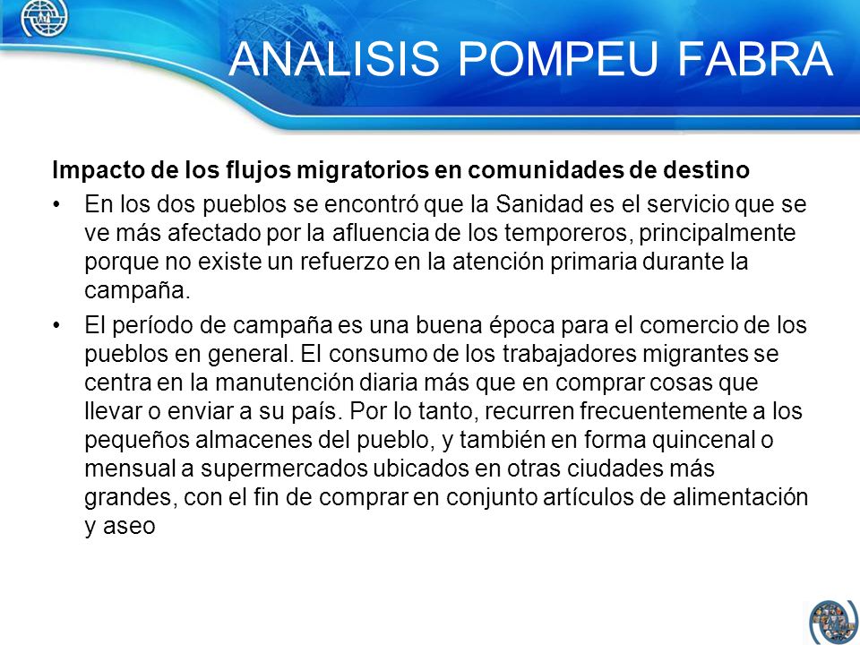 ANALISIS POMPEU FABRA Impacto de los flujos migratorios en comunidades de destino.