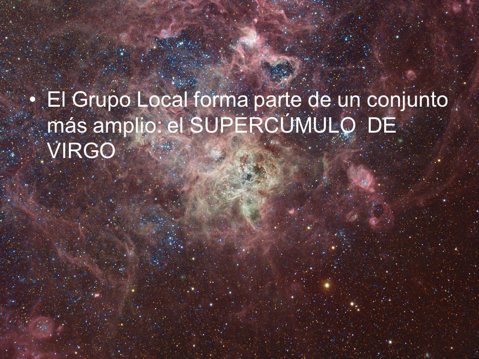 El Grupo Local forma parte de un conjunto más amplio: el SUPERCÚMULO DE VIRGO