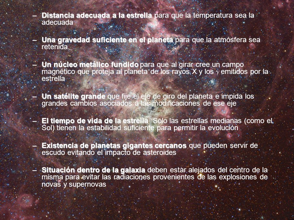 Distancia adecuada a la estrella para que la temperatura sea la adecuada