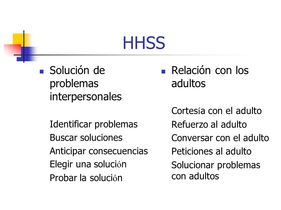 HHSS Solución de problemas interpersonales Relación con los adultos