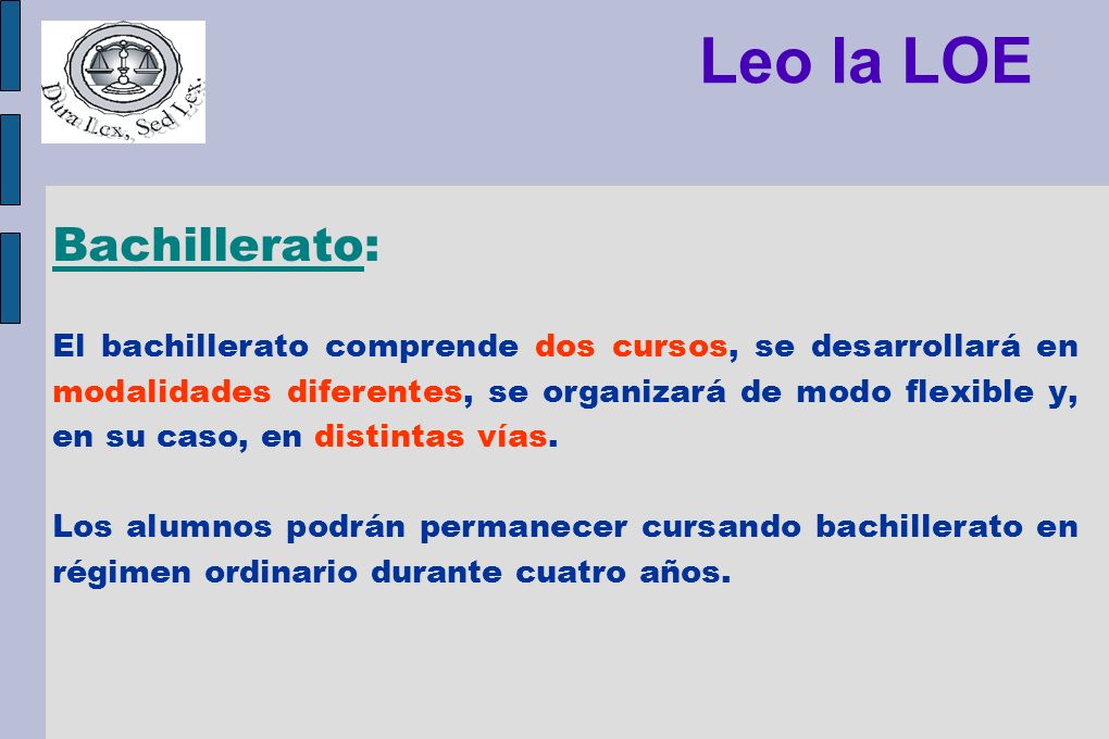 Leo la LOE Bachillerato: