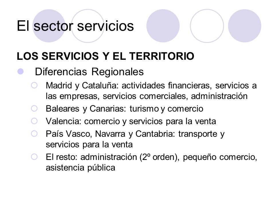 El sector servicios LOS SERVICIOS Y EL TERRITORIO