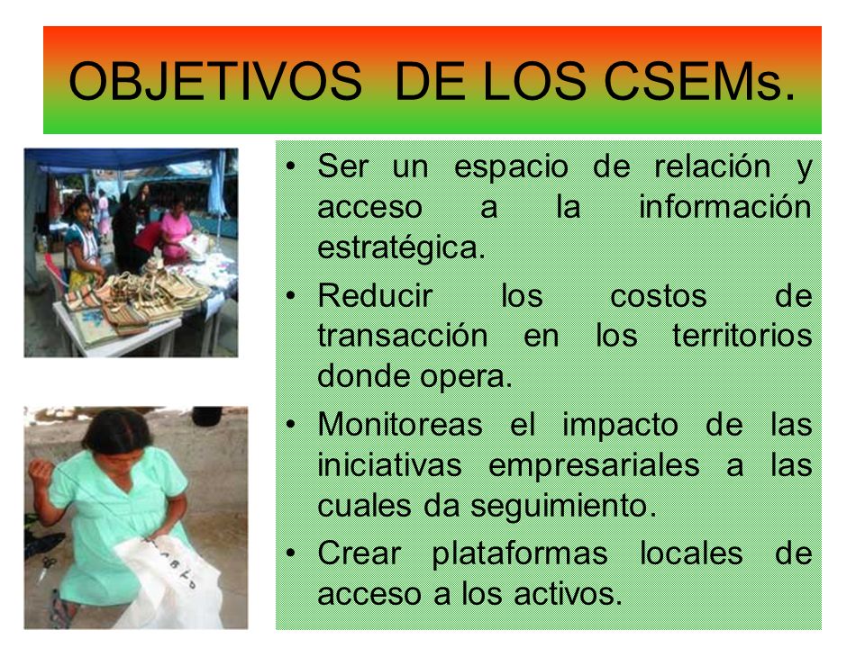 OBJETIVOS DE LOS CSEMs. Ser un espacio de relación y acceso a la información estratégica.