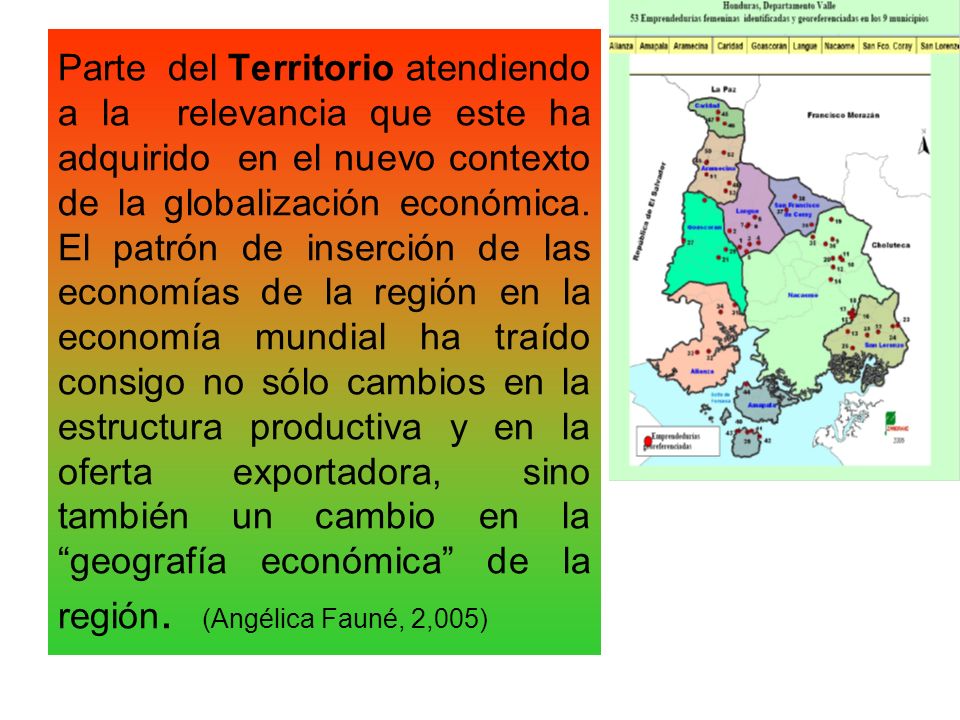 Parte del Territorio atendiendo a la relevancia que este ha adquirido en el nuevo contexto de la globalización económica.