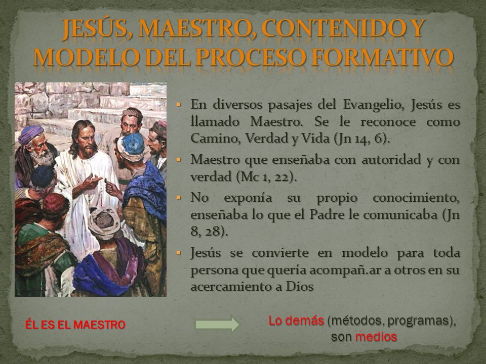 JESÚS, MAESTRO, CONTENIDO Y MODELO DEL PROCESO FORMATIVO
