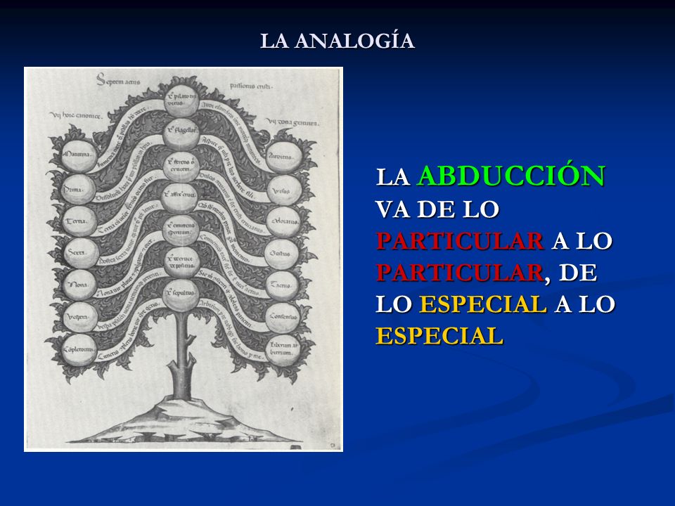 LA ANALOGÍA LA ABDUCCIÓN VA DE LO PARTICULAR A LO PARTICULAR, DE LO ESPECIAL A LO ESPECIAL