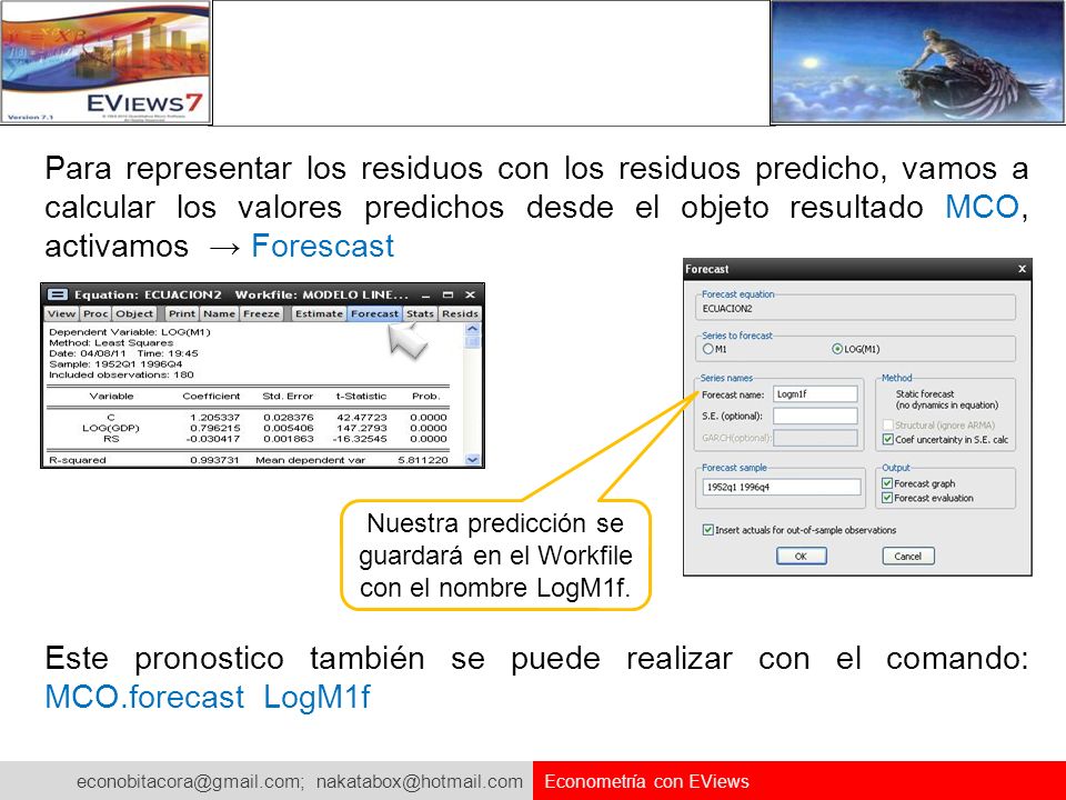 Nuestra predicción se guardará en el Workfile con el nombre LogM1f.