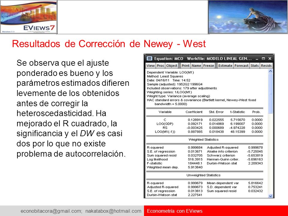 Resultados de Corrección de Newey - West
