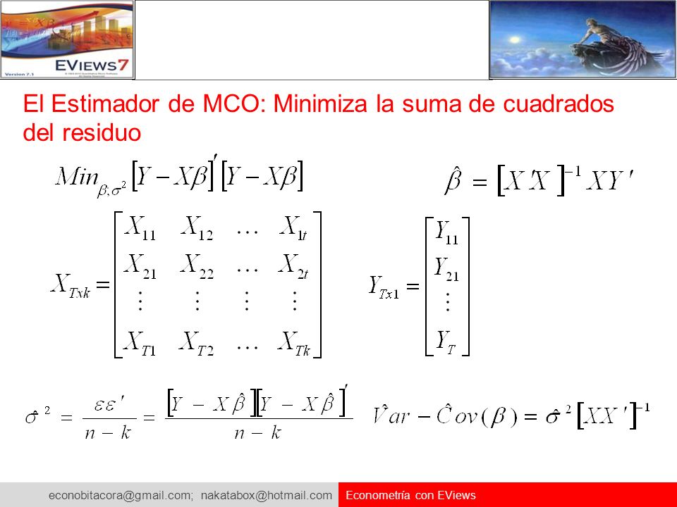 El Estimador de MCO: Minimiza la suma de cuadrados del residuo
