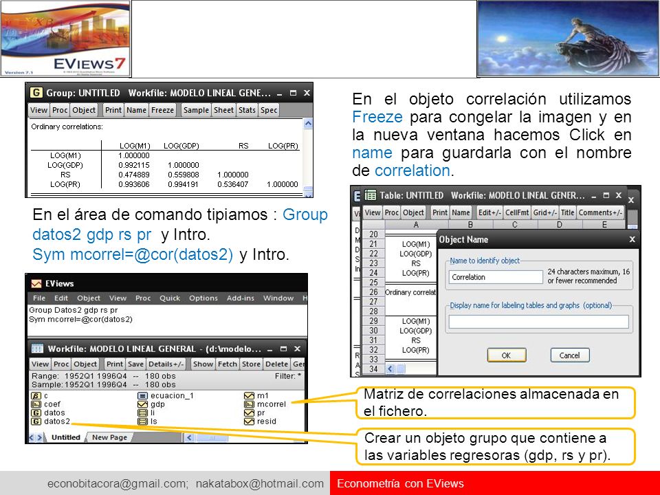 En el área de comando tipiamos : Group datos2 gdp rs pr y Intro.