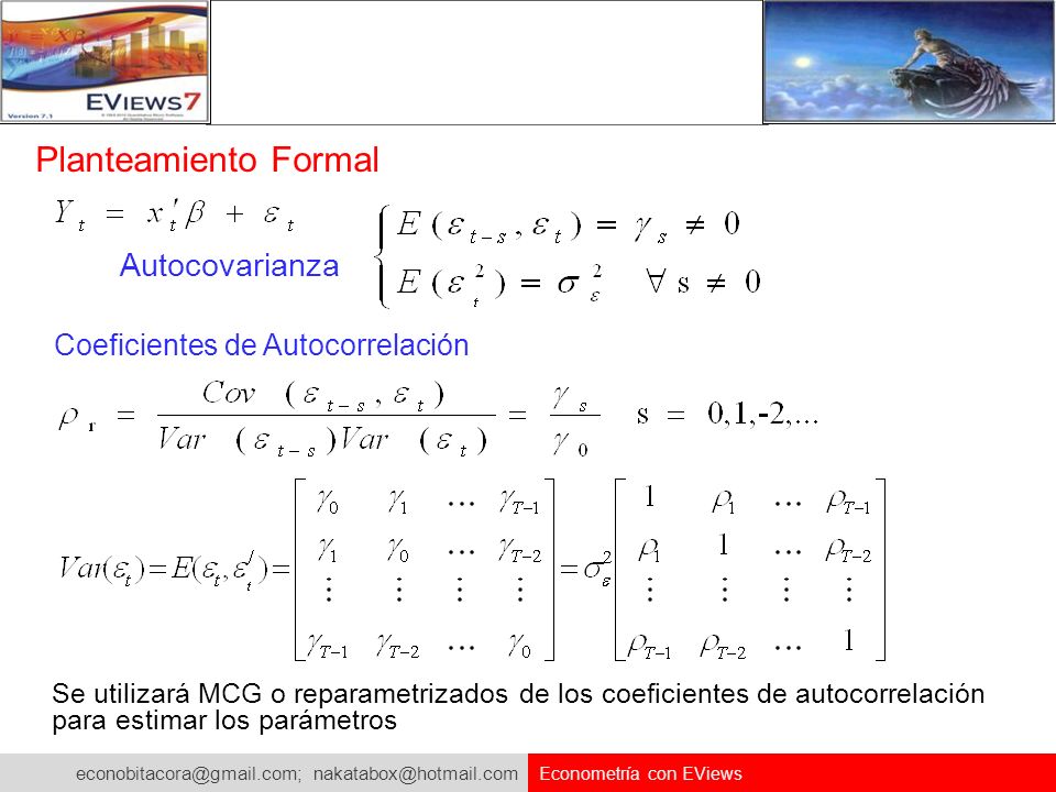 Planteamiento Formal Autocovarianza Coeficientes de Autocorrelación